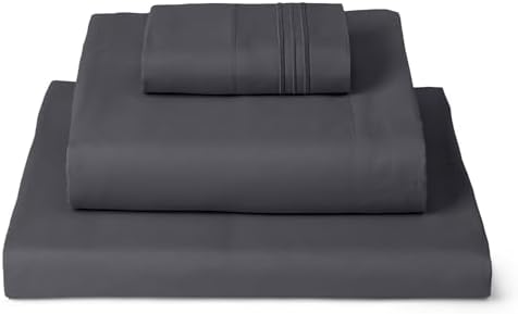 Mellanni Iconic 3-Piece, Ultra Soft Sheet Set (Twin, Charcoal)
