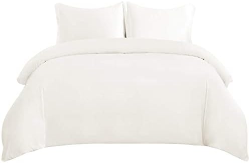 Bedsure Duvet Cover King Size, 3Pcs Double Brushed Bedding Set, Cream White