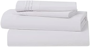 Clara Clark Bed Sheets, Premier 1800 Series 4 Piece Bed Sheet Set, Deep Pocket, Wrinkle, Fade, Stain Resistant, Luxury Soft Bedding Sheets & Pillowcases, Twin-XL, White