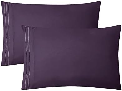 Clara Clark Bed Sheets, Premier 1800 Series 4 Piece Bed Sheet Set, Deep Pocket, Wrinkle, Fade, Stain Resistant, Luxury Soft Bedding Sheets & Pillowcases, Twin, Purple Eggplant