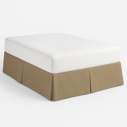 Mattress-Homes Luxury Box Pleated Bed Skirt Split Corners Platform Style Easy Fit Fade & Wrinkle Resistant with Tailored Drop 18 Inch (Full, Taupe)