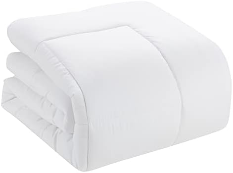 Sweet Home Collection 5 Piece Comforter Set Bag Solid Color All Season Soft Down Alternative Blanket & Luxurious Microfiber Bed Sheets, White, Twin XL