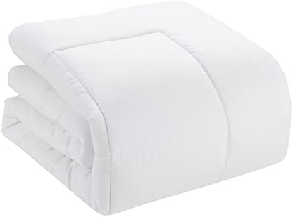 Sweet Home Collection 5 Piece Comforter Set Bag Solid Color All Season Soft Down Alternative Blanket & Luxurious Microfiber Bed Sheets, White, Twin