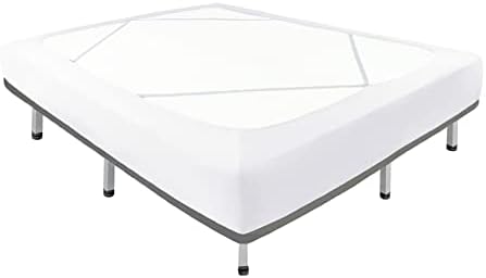 Box Spring Cover Full Size-White Stretch Wrap Around 4 Sided Bed Skirt