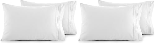 Elegant Comfort Luxury Ultra-Soft 2-Piece Pillowcase Set - 1500 Premium Hotel Quality Microfiber Double Brushed - Wrinkle Resistant, King Size, White (Pack of 2)