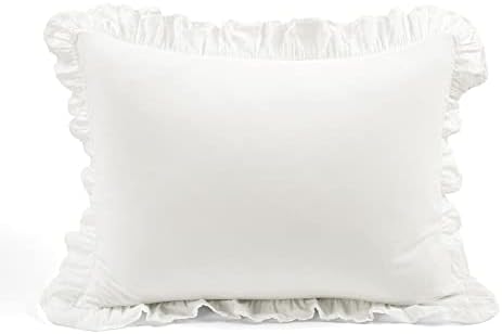 Lush Decor Reyna Ruffle Cotton Duvet Cover Set 2 Piece Set Twin XL, White - Cute Teen Bedding Set - White Duvet - Ruffled Bedding - Coquette Dorm Decor