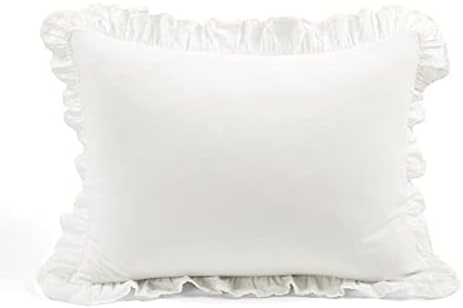 Lush Decor Reyna Ruffle Cotton Duvet Cover Set 2 Piece Set Twin XL, White - Cute Teen Bedding Set - White Duvet - Ruffled Bedding - Coquette Dorm Decor