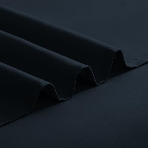 Elegant Comfort Luxurious 1500 Premium Hotel Quality Microfiber Three Line Embroidered Softest 4-Piece Bed Sheet Set, Wrinkle and Fade Resistant, RV Short Queen, Black