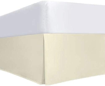 Mattress-Homes Luxury Box Pleated Bed Skirt Split Corners Platform Style Easy Fit Fade & Wrinkle Resistant with Tailored Drop 10 Inch (Queen, Ivory)