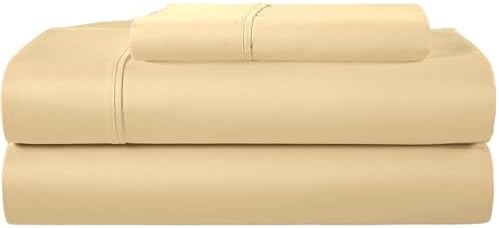 Twin Bed Sheets Set, 400 Thread Count Luxury Cotton Sheets - Semolina