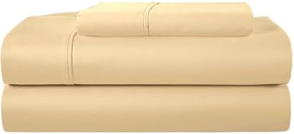 Twin Bed Sheets Set, 400 Thread Count Luxury Cotton Sheets - Semolina