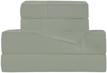Kingnex Olympic Queen Sheets Sets 66x80 for Super Queen Bed Sage