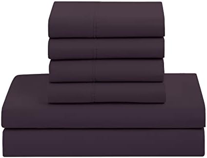 King Size Comforter Set with Sheets - 7-Piece Bedding Collection - 1 Comforter, 1 Fitted Sheet, 1 Flat, 4 Pillowcases - Deep Pocket - Soft & Breathable Premium Quality - Ideal for All Seasons, Purple