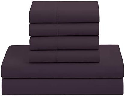King Size Comforter Set with Sheets - 7-Piece Bedding Collection - 1 Comforter, 1 Fitted Sheet, 1 Flat, 4 Pillowcases - Deep Pocket - Soft & Breathable Premium Quality - Ideal for All Seasons, Purple