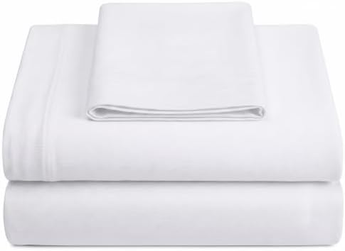 Twin XL Cotton Knit Jersey Sheet Set, 15" Deep Pocket, White, 3Pc