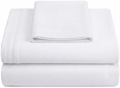 Twin XL Cotton Knit Jersey Sheet Set, 15" Deep Pocket, White, 3Pc