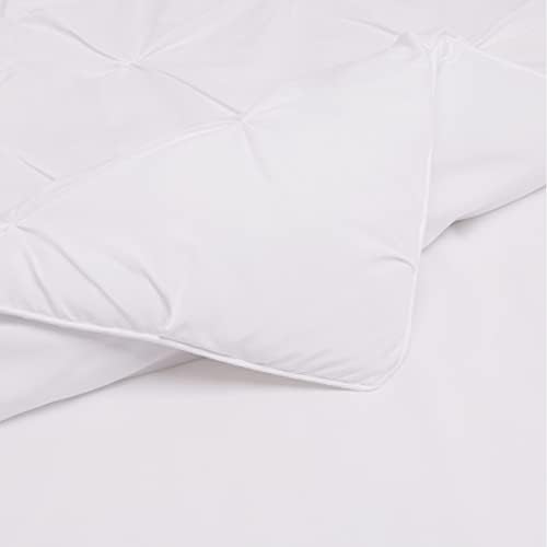 Amazon Basics Soft, Lightweight Twin Size Comforter Set, All-Season Down-Alternative 2-Piece Bedding Set, Pinch Pleat Design with Piped Edges, Twin/TwinXL, Bright White