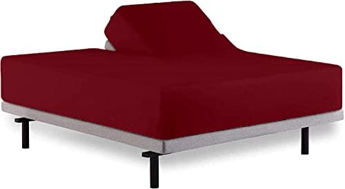 1 PC Top Split King Fitted Sheet for Adjustable beds, 34" Split, Burgundy