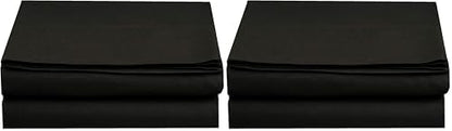 Elegant Comfort Premium Hotel Quality 1-Piece Flat Sheet, Luxury and Softest 1500 Thread Count Egyptian Quality Bedding Flat Sheet, Wrinkle-Free, Stain-Resistant, Queen, Black (Pack of 2)