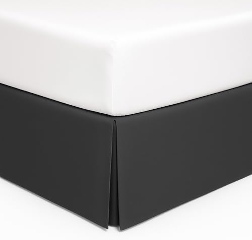 Mattress-Homes Luxury Box Pleated Bed Skirt Split Corners Platform Style Easy Fit Fade & Wrinkle Resistant with Tailored Drop 21 Inch (Twin, Dark Grey)