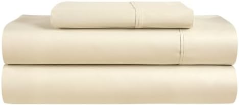 Twin Bed Sheets Set, Cotton Sheets, 400 Thread Count, Sateen Weave - Ivory