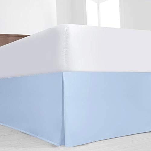 Mattress-Homes Luxury Box Pleated Bed Skirt Split Corners Platform Style Easy Fit Fade & Wrinkle Resistant with Tailored Drop 14 Inch (Full, Light Blue)