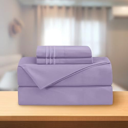Elegant Comfort Luxury 4-Piece Bed Sheet Set - Luxury Bedding 1500 Premium Hotel Quality Microfiber, Wrinkle Resistant Cool & Breathable, Easy Elastic Fitted, California King, Violet