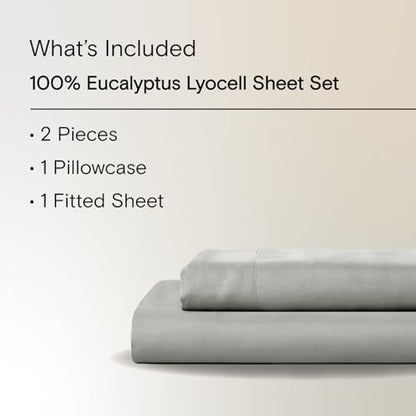 Sijo AiryWeight Tencel Sheet Set, 100% Lyocell Derived from Eucalyptus, Buttery Soft, Architectural Digest Best Cooling Sheets Winner - 2pc - 1 Pillowcase 1 Fitted (Dove, Twin XL)