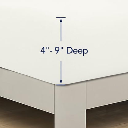 PureFit Stretchy Box Spring Cover King - Elastic Fitted Box Spring Wrap Around 4 Sides, Wrinkle & Fading Resistant Fits King and C-King Size Beds, Ivory