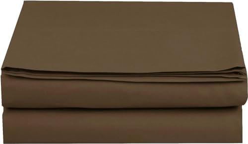 Elegant Comfort Premium Hotel Quality 1-Piece Flat Sheet, Luxury and Softest 1500 Premium Hotel Quality Microfiber Bedding Flat Sheet, Wrinkle-Free, Stain-Resistant, Full, Brown