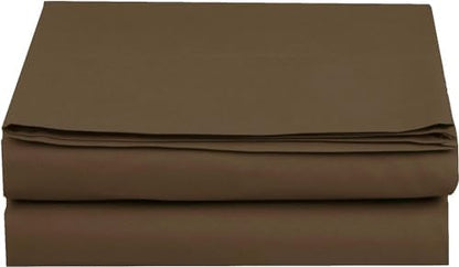Elegant Comfort Premium Hotel Quality 1-Piece Flat Sheet, Luxury and Softest 1500 Premium Hotel Quality Microfiber Bedding Flat Sheet, Wrinkle-Free, Stain-Resistant, Full, Brown