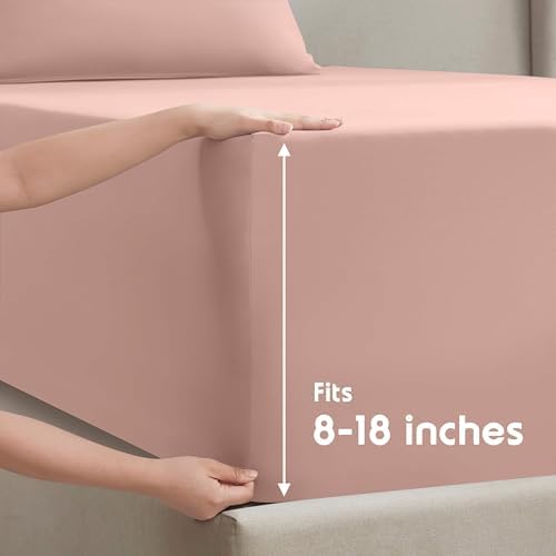 Nestl Full Sheet Set - Bed Sheets - Peach - 4-Piece Deep Pocket