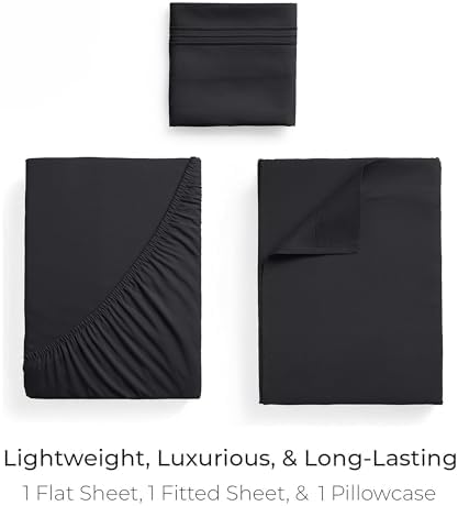 Mellanni Iconic 3-Piece, Ultra Soft Sheet Set (Twin, Black)