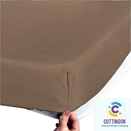 1 Piece Top Split King Fitted Sheet for Adjustable beds, 34" Split, Taupe