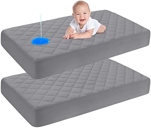 Yoofoss Waterproof Crib Mattress Protector Sheets Fitted 2 Pack 52''x28''