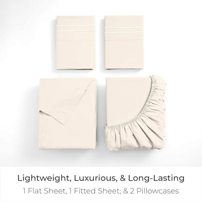 Mellanni Iconic 4-Piece, Ultra Soft Sheet Set (Queen, Golden Ivory)
