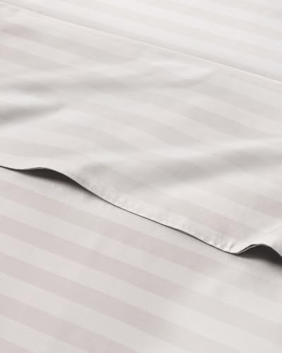 Queen 4 Piece Striped Sheet Set - Soft, Breathable & Cooling - Greyscale