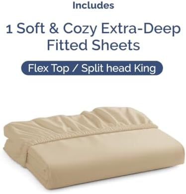 CGK Linens Extra Deep Flex Top Split Head King Fitted Sheet Only - Cream