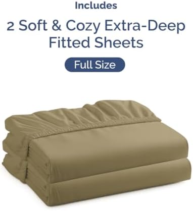 CGK Linens 2 Pack Extra Deep Full Fitted Sheets - Khaki