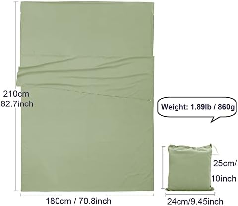 Sleeping Bag Liner, Lightweight Portable, Soft Travel and Camping Sheet, with Compact and Carry Bag, for Travel, Hotel