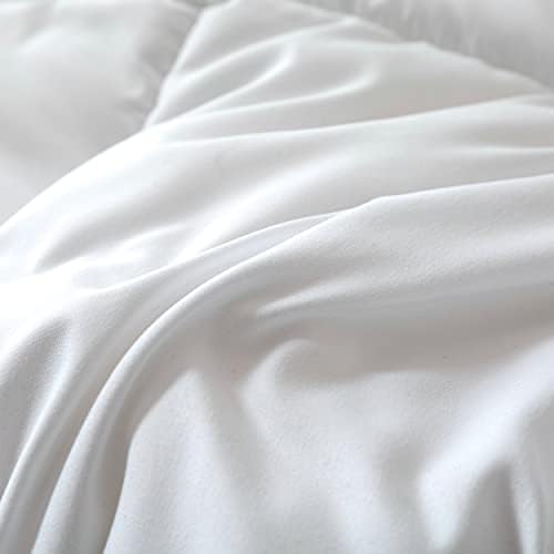 Dorrin Nessin Twin Size Down Alternative Comforter All Season Duvet Insert(White,68x90)-Ultra Soft Double Brushed Microfiber Quilt Cover, Classic Box Stitched with 8 Corner Tabs