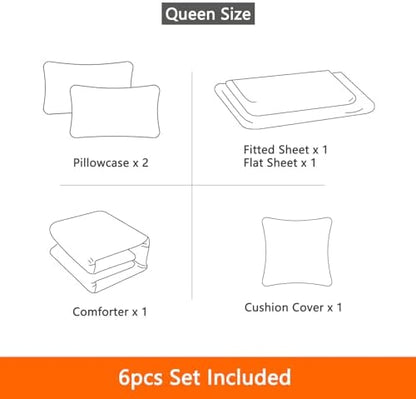 6 Pieces Kids Queen Size Gaming Comforter Set, Red Blue Game Controller Bedding Set for Boys Girls Teens, Soft Microfiber Bed in a Bag with Sheets, All Season Washable Gamer Room Decor Queen51