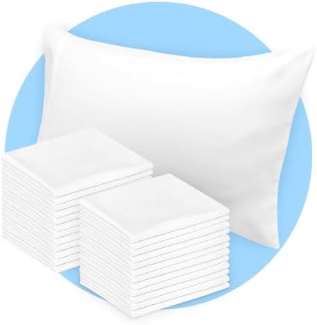 Avalon Bedding Pillow Cases Standard Size White Pillow Cases Set of 24 Cotton Blend 200 TC Soft & Breathable Perfect for Home & Hospital, Hotel Quality Queen Pillow Protectors 30x20 Inches