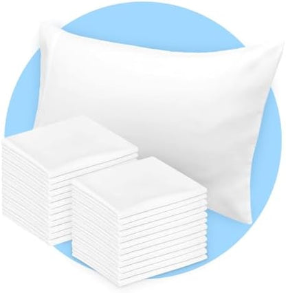 Avalon Bedding Pillow Cases Standard Size White Pillow Cases Set of 24 Cotton Blend 200 TC Soft & Breathable Perfect for Home & Hospital, Hotel Quality Queen Pillow Protectors 30x20 Inches