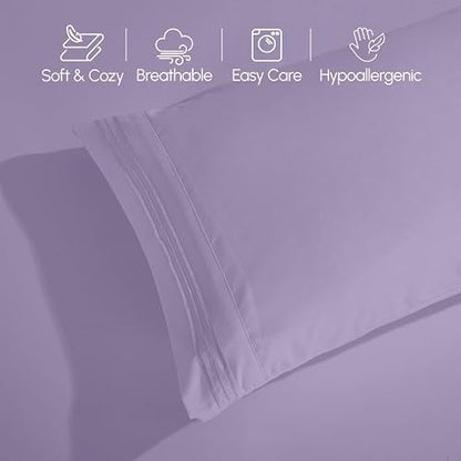 Elegant Comfort Luxury 4-Piece Bed Sheet Set - Luxury Bedding 1500 Premium Hotel Quality Microfiber, Wrinkle Resistant Cool & Breathable, Easy Elastic Fitted, Queen, Violet