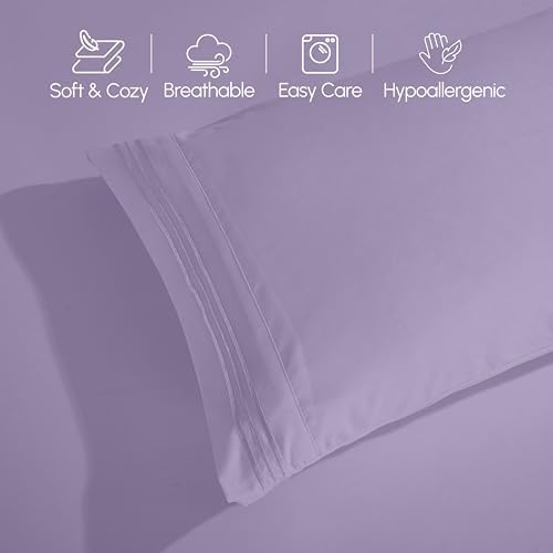 Elegant Comfort Luxury 4-Piece Bed Sheet Set - Luxury Bedding 1500 Premium Hotel Quality Microfiber, Wrinkle Resistant Cool & Breathable, Easy Elastic Fitted, King, Violet