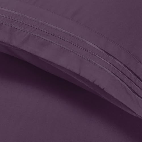 Elegant Comfort Luxury 4-Piece Bed Sheet Set - Luxury Bedding 1500 Premium Hotel Quality Microfiber, Wrinkle Resistant Cool & Breathable, Easy Elastic Fitted, King, Plum-Purple