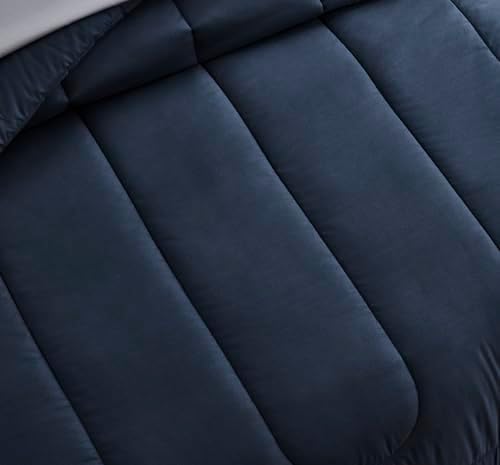 Maple&Stone Full Comforter Set 7 Pieces Bed in a Bag Navy Bedding Set