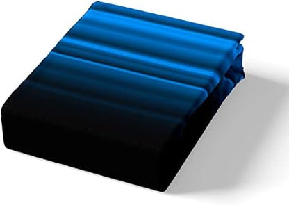 Feelyou Geometric Abstract Ombre Bed Sheets Kids Teens Blue and Black Striped Sheet Set Decor Modern Fashion Bed Set Bedroom Collection 4Pcs Queen Size