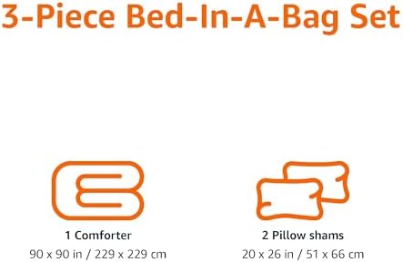Amazon Basics 3-Piece Soft Microfiber Kids' Comforter and Pillow Sham Set, Full/Queen, Red, Solid